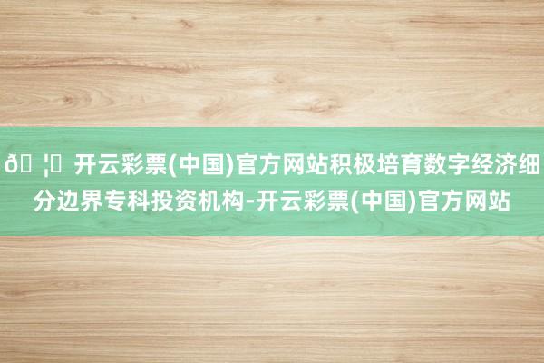 🦄开云彩票(中国)官方网站积极培育数字经济细分边界专科投资机构-开云彩票(中国)官方网站