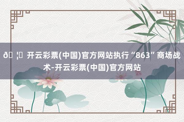 🦄开云彩票(中国)官方网站执行“863”商场战术-开云彩票(中国)官方网站