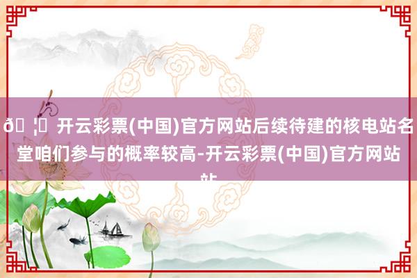 🦄开云彩票(中国)官方网站后续待建的核电站名堂咱们参与的概率较高-开云彩票(中国)官方网站