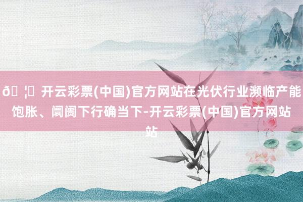 🦄开云彩票(中国)官方网站在光伏行业濒临产能饱胀、阛阓下行确当下-开云彩票(中国)官方网站